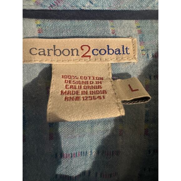 Carbon2Cobalt Blue Grid Textured Cotton Long Sleeve Shirt Men’s L - Picture 6 of 6